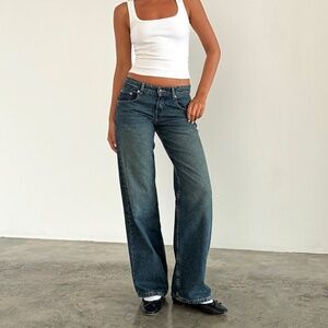 Motel Rocks Low Rise Parallel Jeans in Bright Blue W28 L34